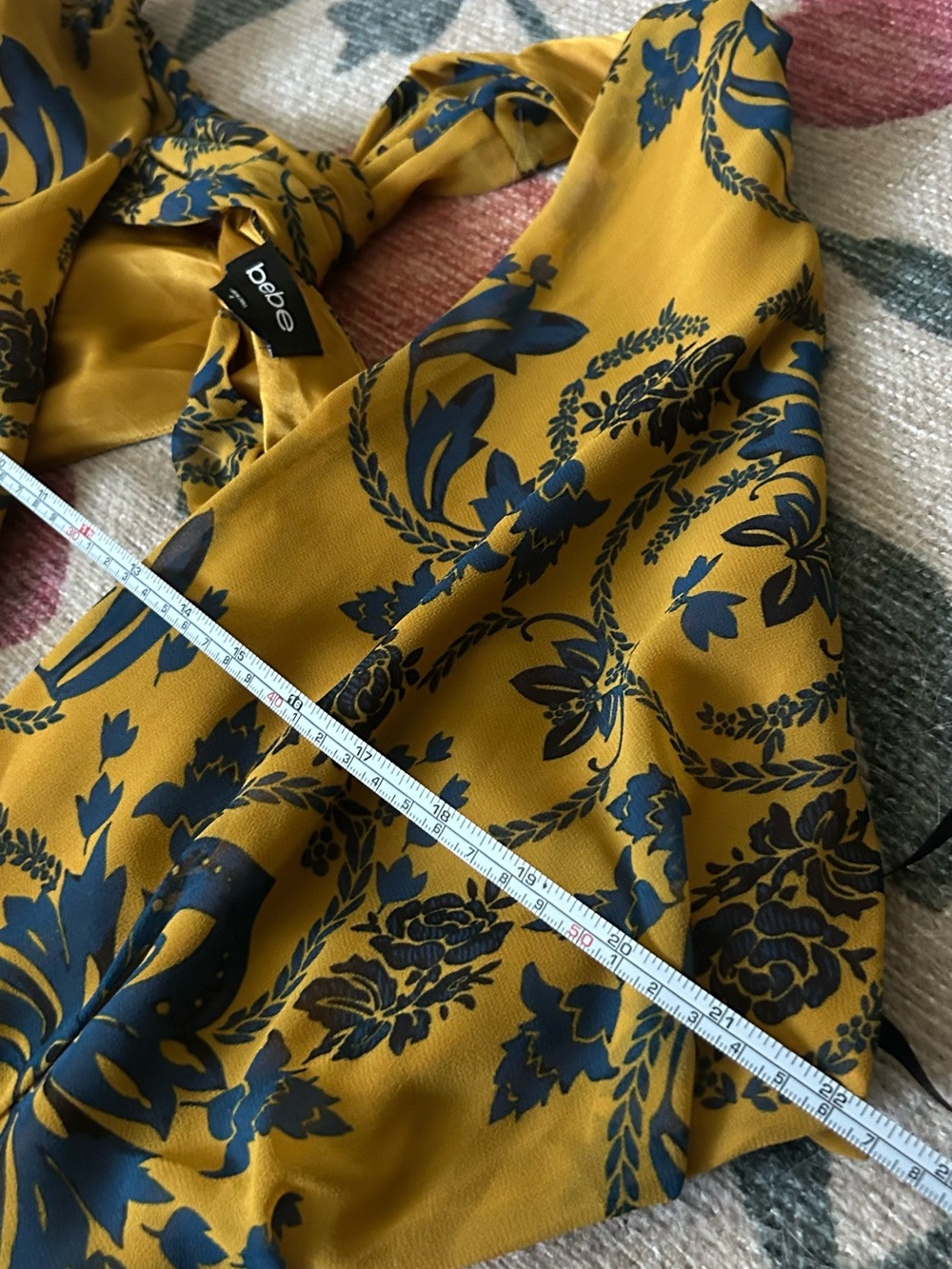Mustard Yellow Floral Maxi Dress with Cross-Front Detail - Picture 7 of 11